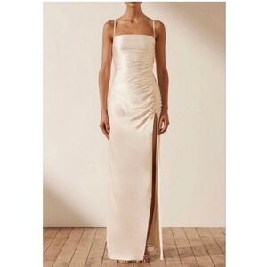 NWT Shona Joy La Lune Ruched Maxi Dress in Cream 8